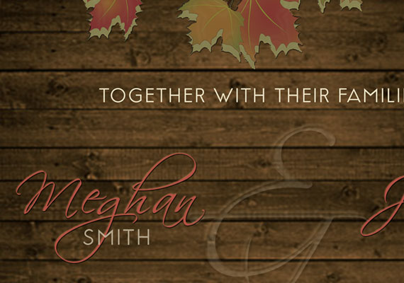Designed in Adobe Photoshop and InDesign, a custom wedding invitation.